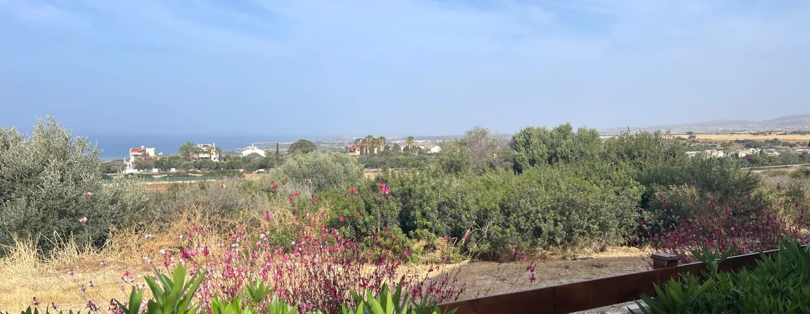 The view from Villa Pleiades over the Troodos foothills to the sea