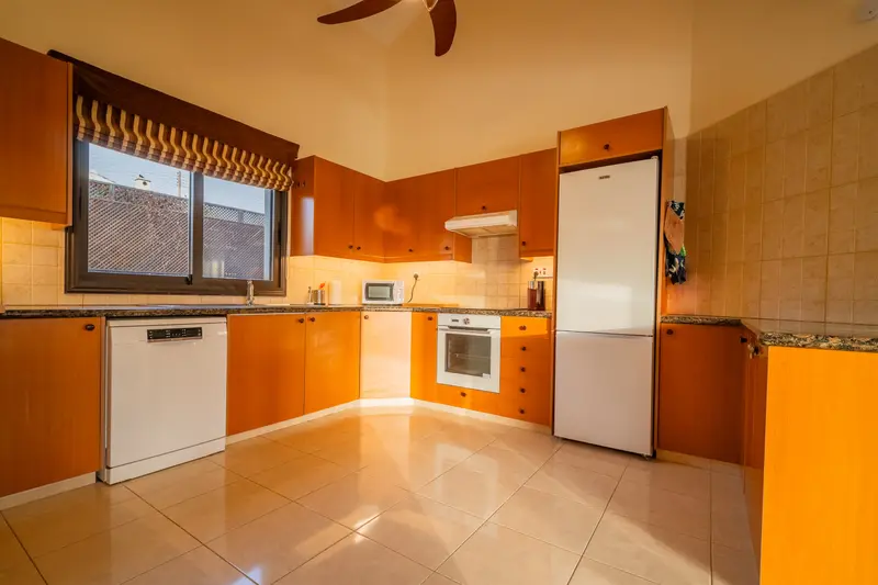 Large open kitchen with cathedral height ceiling, equipped with washing machine, dishwasher, microwave, oven, fridge, stove, toaster (big enough for local pita bread!), citrus juicer, coffee machine, water boiler, Vitamix blender, panini/haloumi grill, etc
